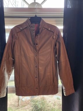 Men's Vintage Brown Leather Jacket - Classic Bomber Style Tan/grey